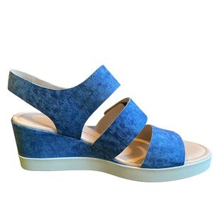 NEW ECCO Shape Wedge Plateau Platform Sandal, indigo blue EU Size 41 US 10-10.5